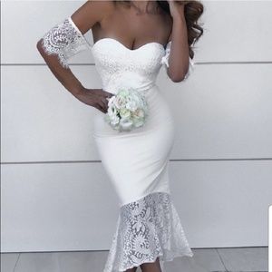 Lace Mermaid off-the-shoulder Boho Wedding Dress